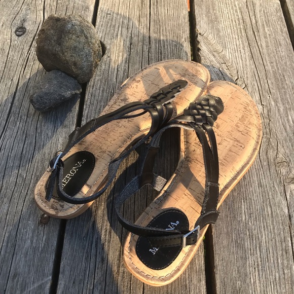 NWOT Merona Black Braided Size 8 Sandals - Picture 4 of 9